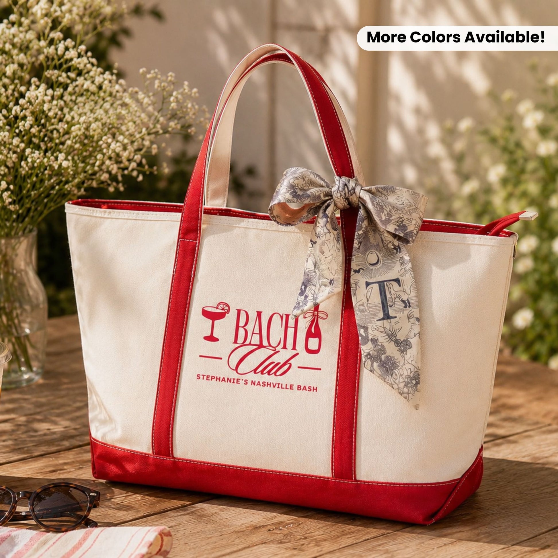 Personalized Bach Club canvas tote bag for a bachelorette weekend