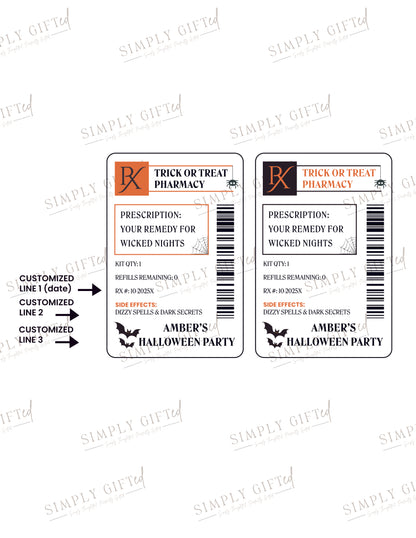 Halloween Prescription Bottle Hangover Kits